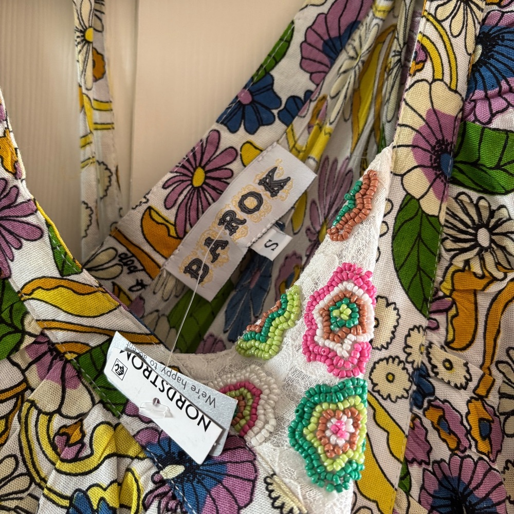 NWT Barok Colorful Beaded Ruffle Maxi Dress - Picture 4 of 8